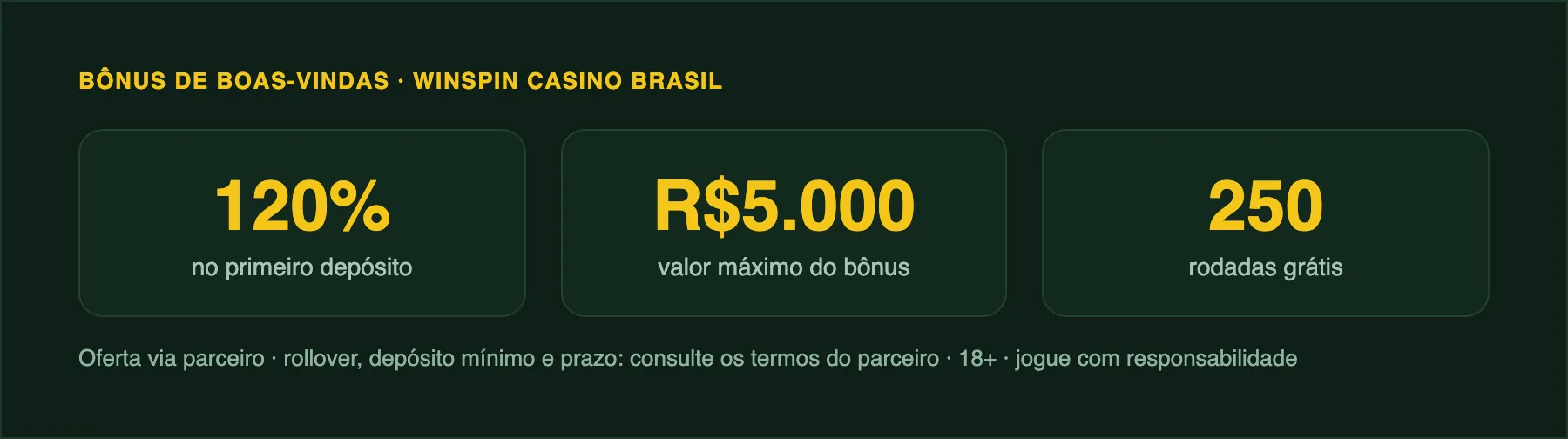 Bônus de boas-vindas WinSpin: 120% no primeiro depósito