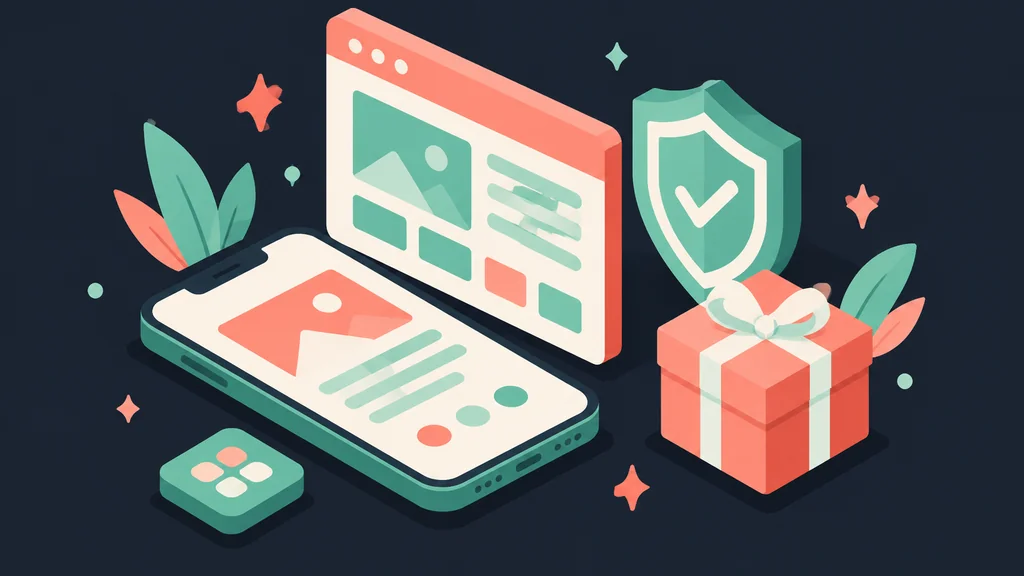 Phone with browser and app icons and a shield
