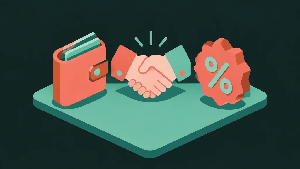 Handshake wallet and percentage badge