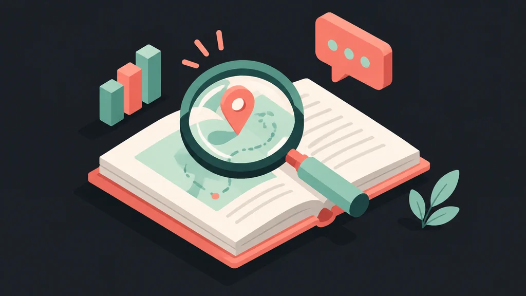 Isometric book with magnifying glass and speech bubble