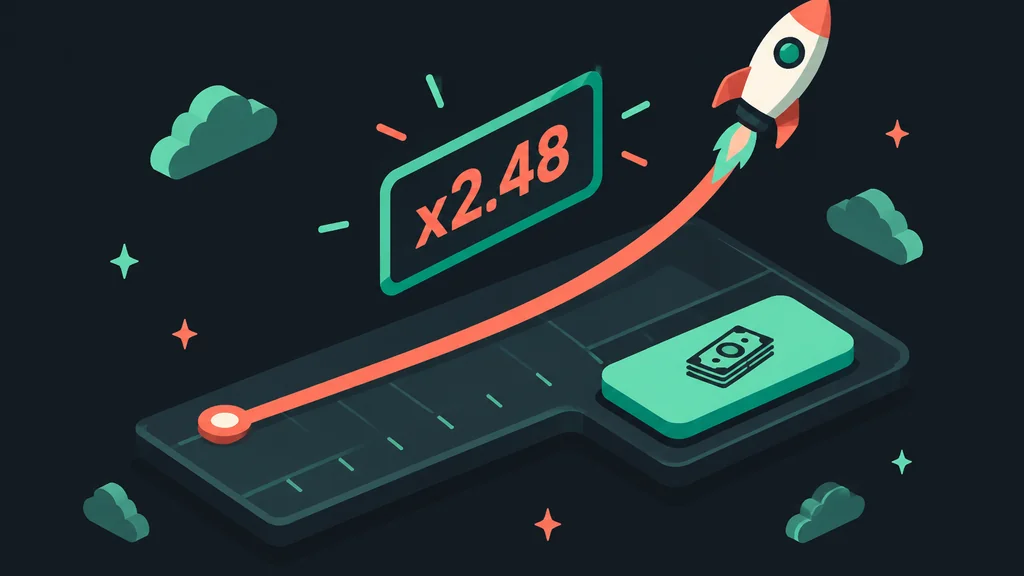 Isometric crash game curve with multiplier and cashout button
