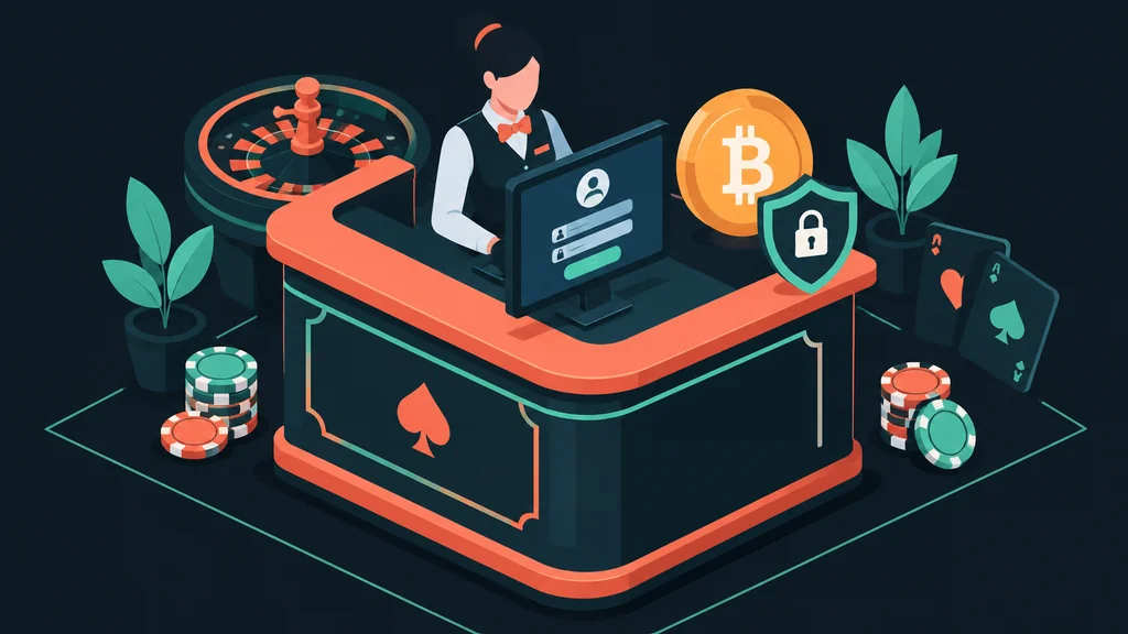 Cashier desk with login and security elements