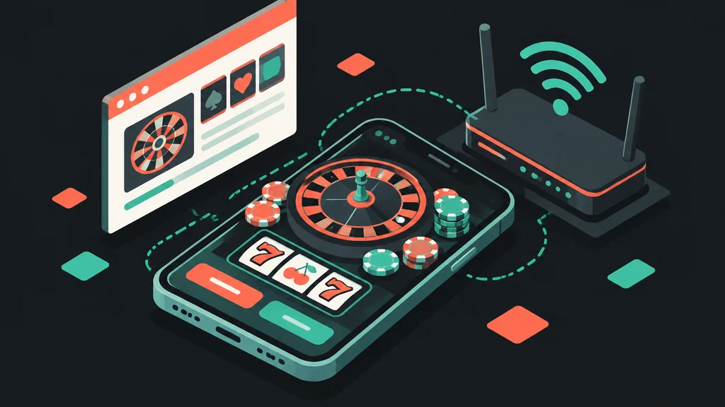 Celular com jogo de cassino e sinal de internet